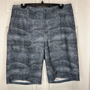 Huk Men's Blue‎ Fish Pattern Hybrid Shorts